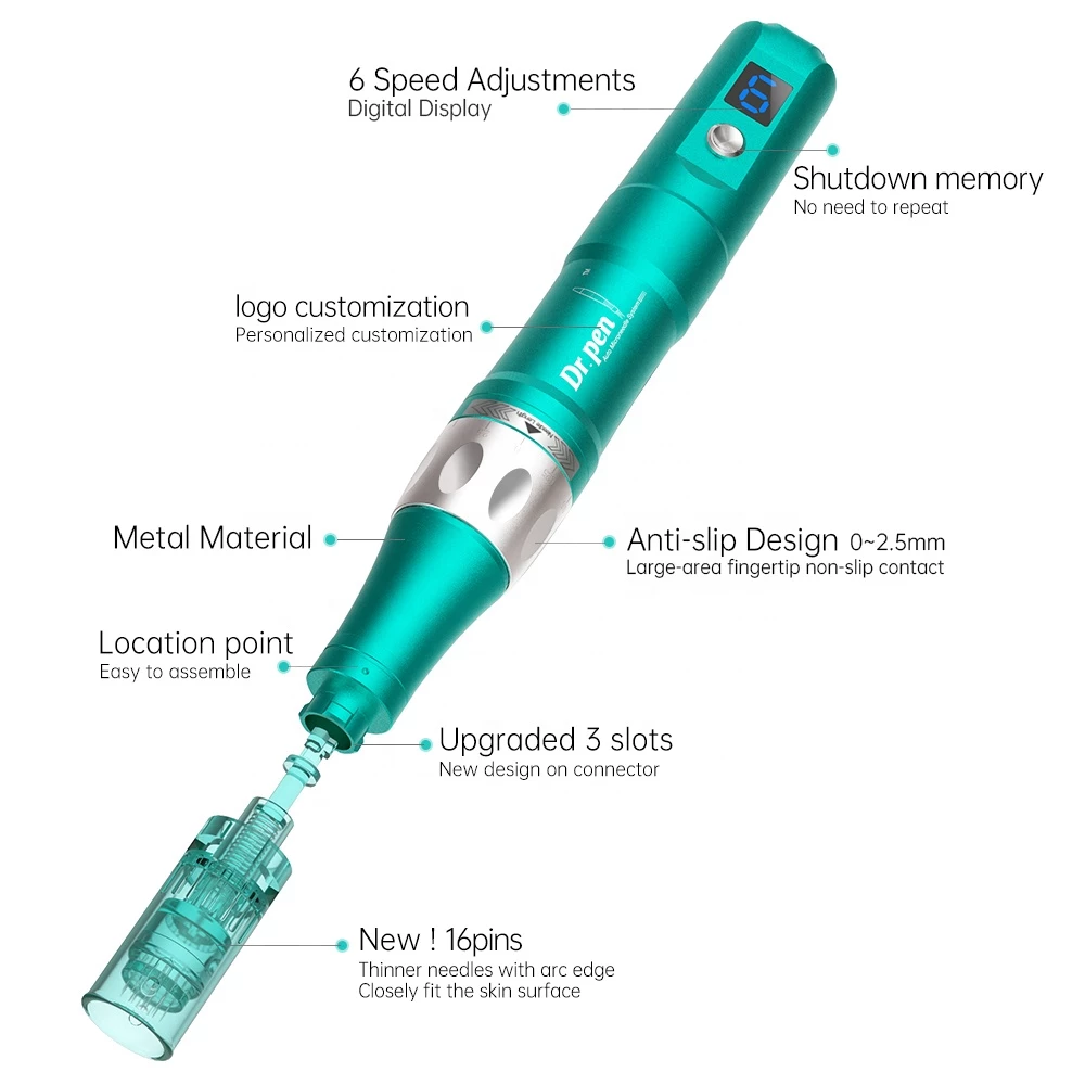 electrical microneedle therapy system adjustable derma pen with cartridge