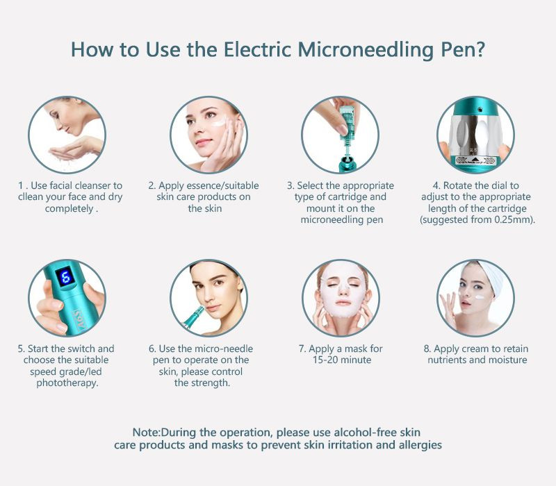 electrical microneedle therapy system adjustable derma pen with cartridge