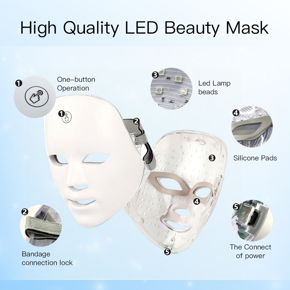 new products home use 7 colour led light therapy face mask