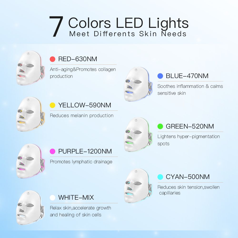 new products home use 7 colour led light therapy face mask